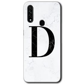Oppo A31 Beyaz Mermer Desenli D Harfi Baskılı Uyumlu Silikon Kılıf
