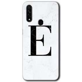 Oppo A31 Beyaz Mermer Desenli E Harfi Baskılı Uyumlu Silikon Kılıf