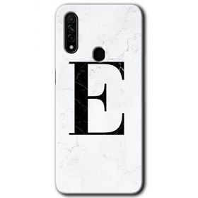 Oppo A31 Beyaz Mermer Desenli E Harfi Baskılı Uyumlu Silikon Kılıf