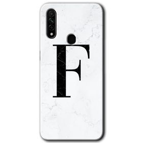 Oppo A31 Beyaz Mermer Desenli F Harfi Baskılı Uyumlu Silikon Kılıf