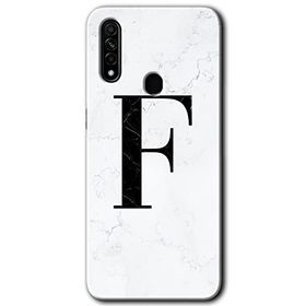 Oppo A31 Beyaz Mermer Desenli F Harfi Baskılı Uyumlu Silikon Kılıf