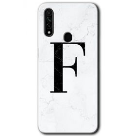 Oppo A31 Beyaz Mermer Desenli F Harfi Baskılı Uyumlu Silikon Kılıf