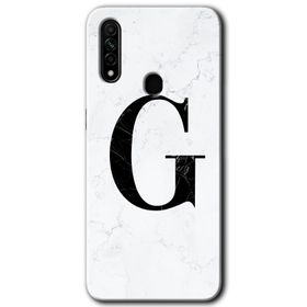 Oppo A31 Beyaz Mermer Desenli G Harfi Baskılı Uyumlu Silikon Kılıf