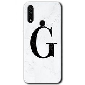 Oppo A31 Beyaz Mermer Desenli G Harfi Baskılı Uyumlu Silikon Kılıf