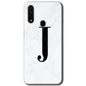 Oppo A31 Beyaz Mermer Desenli J Harfi Baskılı Uyumlu Silikon Kılıf