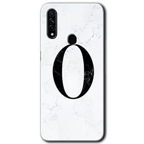 Oppo A31 Beyaz Mermer Desenli O Harfi Baskılı Uyumlu Silikon Kılıf