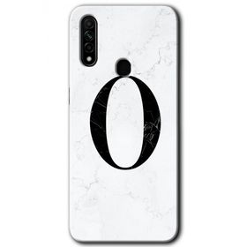 Oppo A31 Beyaz Mermer Desenli O Harfi Baskılı Uyumlu Silikon Kılıf