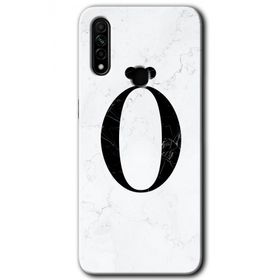 Oppo A31 Beyaz Mermer Desenli O Harfi Baskılı Uyumlu Silikon Kılıf