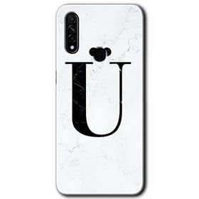 Oppo A31 Beyaz Mermer Desenli Ü Harfi Baskılı Uyumlu Silikon Kılıf