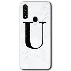 Oppo A31 Beyaz Mermer Desenli Ü Harfi Baskılı Uyumlu Silikon Kılıf