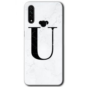 Oppo A31 Beyaz Mermer Desenli Ü Harfi Baskılı Uyumlu Silikon Kılıf