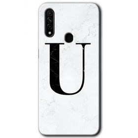 Oppo A31 Beyaz Mermer Desenli Ü Harfi Baskılı Uyumlu Silikon Kılıf