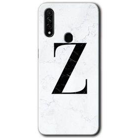 Oppo A31 Beyaz Mermer Desenli Z Harfi Baskılı Uyumlu Silikon Kılıf