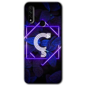 Oppo A31 Dark Neon Yaprak C Harfi Baskılı Uyumlu Silikon Kılıf