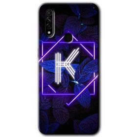 Oppo A31 Dark Neon Yaprak K Harfi Baskılı Uyumlu Silikon Kılıf