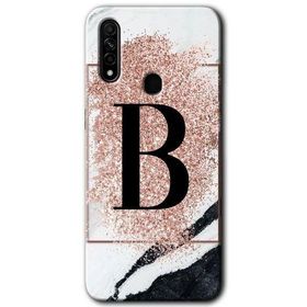 Oppo A31 Pembe Mermer Desenli B Harfi Baskılı Uyumlu Silikon Kılıf