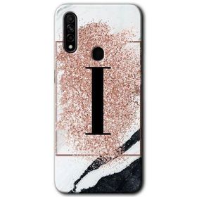 Oppo A31 Pembe Mermer Desenli İ Harfi Baskılı Uyumlu Silikon Kılıf