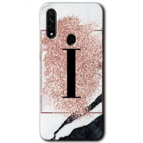 Oppo A31 Pembe Mermer Desenli İ Harfi Baskılı Uyumlu Silikon Kılıf