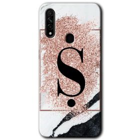 Oppo A31 Pembe Mermer Desenli K Harfi Baskılı Uyumlu Silikon Kılıf