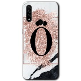 Oppo A31 Pembe Mermer Desenli K Harfi Baskılı Uyumlu Silikon Kılıf