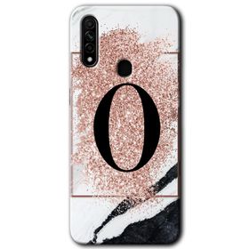 Oppo A31 Pembe Mermer Desenli Ö Harfi Baskılı Uyumlu Silikon Kılıf