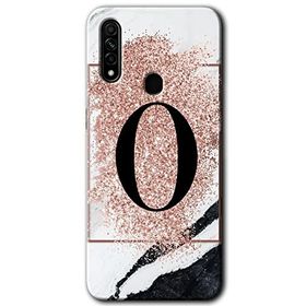 Oppo A31 Pembe Mermer Desenli Ö Harfi Baskılı Uyumlu Silikon Kılıf