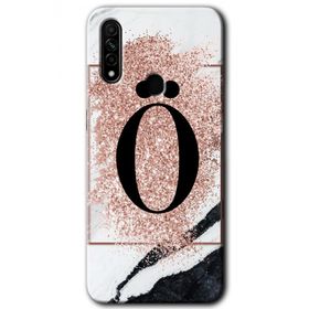 Oppo A31 Pembe Mermer Desenli Ö Harfi Baskılı Uyumlu Silikon Kılıf