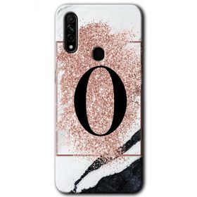 Oppo A31 Pembe Mermer Desenli Ö Harfi Baskılı Uyumlu Silikon Kılıf