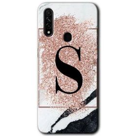 Oppo A31 Pembe Mermer Desenli S Harfi Baskılı Uyumlu Silikon Kılıf