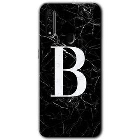 Oppo A31 Siyah Mermer Desenli B Harfi Baskılı Uyumlu Silikon Kılıf