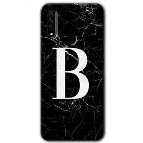 Oppo A31 Siyah Mermer Desenli B Harfi Baskılı Uyumlu Silikon Kılıf
