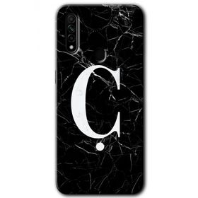 Oppo A31 Siyah Mermer Desenli C Harfi Baskılı Uyumlu Silikon Kılıf