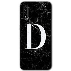 Oppo A31 Siyah Mermer Desenli D Harfi Baskılı Uyumlu Silikon Kılıf