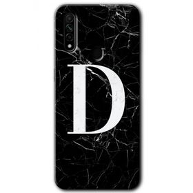 Oppo A31 Siyah Mermer Desenli D Harfi Baskılı Uyumlu Silikon Kılıf