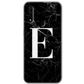 Oppo A31 Siyah Mermer Desenli E Harfi Baskılı Uyumlu Silikon Kılıf
