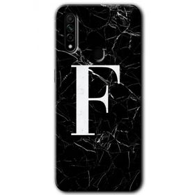 Oppo A31 Siyah Mermer Desenli F Harfi Baskılı Uyumlu Silikon Kılıf