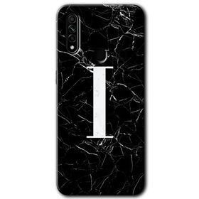 Oppo A31 Siyah Mermer Desenli İ Harfi Baskılı Uyumlu Silikon Kılıf