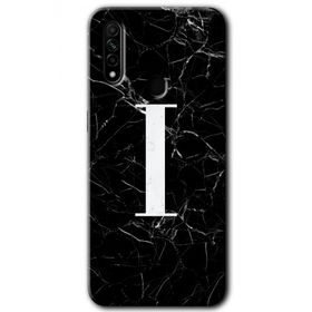Oppo A31 Siyah Mermer Desenli İ Harfi Baskılı Uyumlu Silikon Kılıf