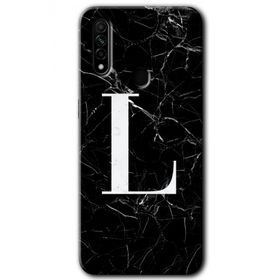 Oppo A31 Siyah Mermer Desenli L Harfi Baskılı Uyumlu Silikon Kılıf