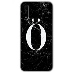 Oppo A31 Siyah Mermer Desenli O Harfi Baskılı Uyumlu Silikon Kılıf