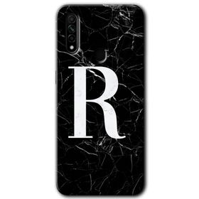 Oppo A31 Siyah Mermer Desenli R Harfi Baskılı Uyumlu Silikon Kılıf