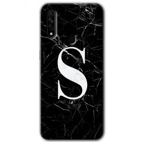 Oppo A31 Siyah Mermer Desenli Ş Harfi Baskılı Uyumlu Silikon Kılıf