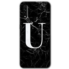 Oppo A31 Siyah Mermer Desenli U Harfi Baskılı Uyumlu Silikon Kılıf