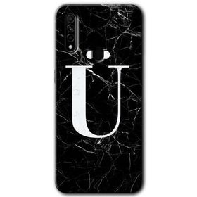 Oppo A31 Siyah Mermer Desenli U Harfi Baskılı Uyumlu Silikon Kılıf
