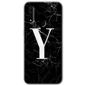 Oppo A31 Siyah Mermer Desenli Y Harfi Baskılı Uyumlu Silikon Kılıf