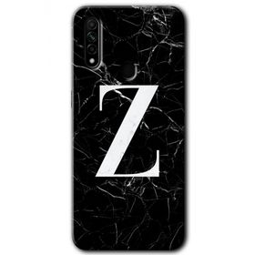 Oppo A31 Siyah Mermer Desenli Z Harfi Baskılı Uyumlu Silikon Kılıf