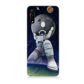 Oppo A31 Uyumlu Astronot Baskılı Silikon Kılıf