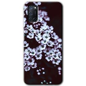 Oppo A52 Beyaz Çiçek Baskılı Uyumlu Silikon Kılıf