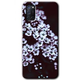 Oppo A52 Beyaz Çiçek Baskılı Uyumlu Silikon Kılıf