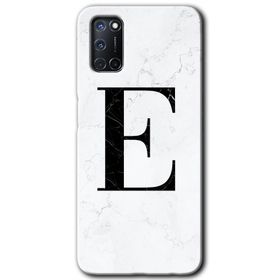 Oppo A52 Beyaz Mermer Desenli D Harfi Baskılı Uyumlu Silikon Kılıf